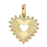 Flutted Cutout Heart and Diamonds Pendant