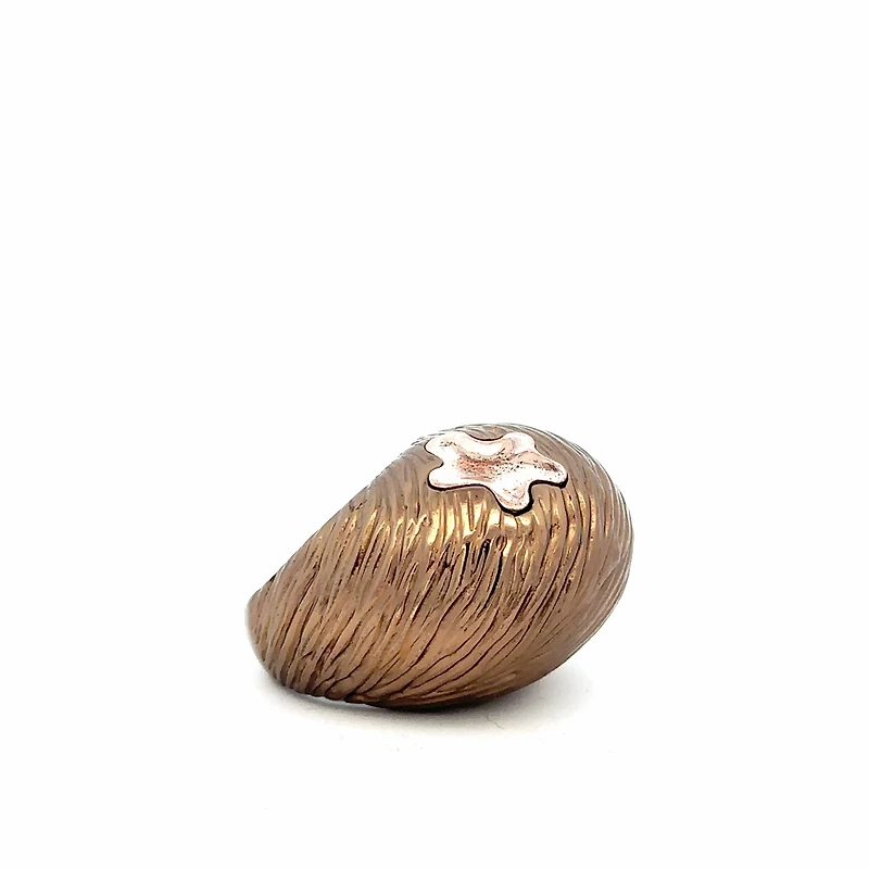 Rose Gold Dome Ring with Flower (Size 6)