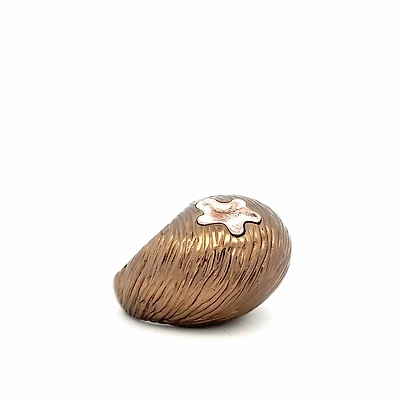 Rose Gold Dome Ring with Flower (Size 6)
