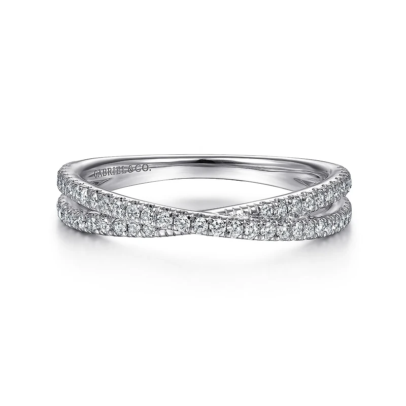 Diamond Criss cross White Gold Ring