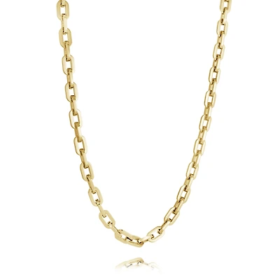 Round Brushed 7MM Links Golden Steel Necklace 24''