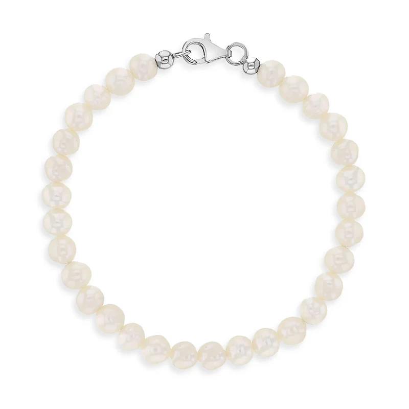 Cultured Pearl Kids Silver Bracelet 6.5''