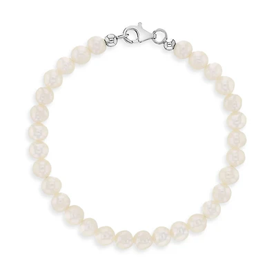 Cultured Pearl Kids Silver Bracelet 6.5''