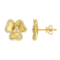 Three Leaf Clover Diamonds Stud Earrings