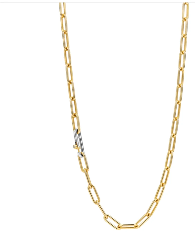 Iconic Paperclip Link Golden Necklace Short