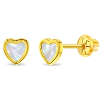 Kids Mother Pearl Heart Stud Earrings