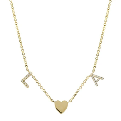 Custom Two Initials and Heart Necklace