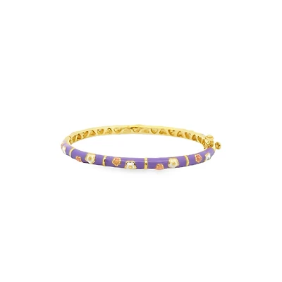 White and Pink Flowers Kids Bangle Bracelet