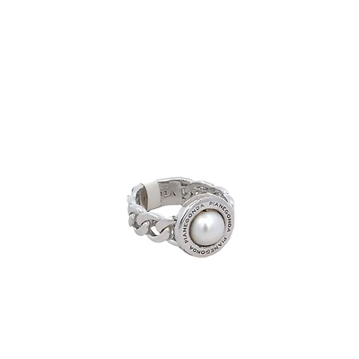 Cosmic Connections Silver Link Ring w/Pearl (Size
