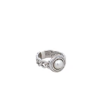 Cosmic Connections Silver Link Ring w/Pearl (Size
