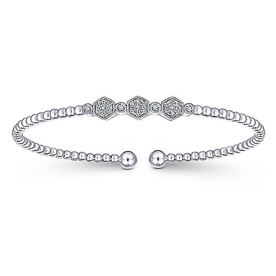 Hexagonal Diamond White Gold Bangle Bracelet