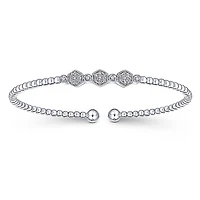 Hexagonal Diamond White Gold Bangle Bracelet
