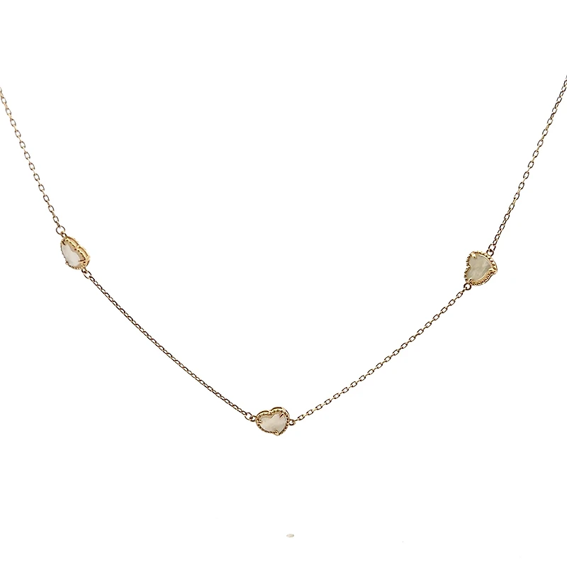 Tilted Mother Pearl Heart Necklace and Bracelet Jewelry Set