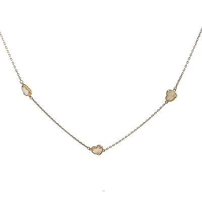 Tilted Mother Pearl Heart Necklace and Bracelet Jewelry Set