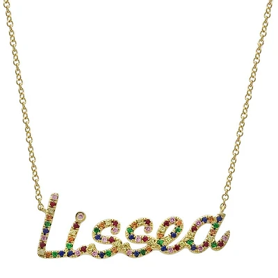 Custom Multicolor Sapphire Name Necklace