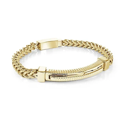 5MM Franco Gold Steel ID Plate Bracelet