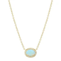 Oval Opal Diamond Halo Necklace