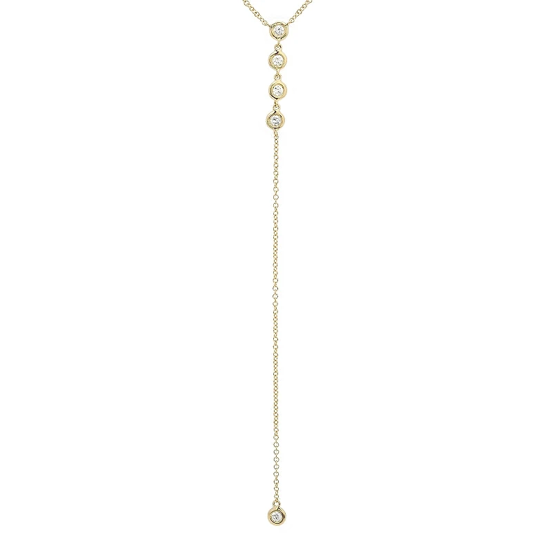 Bezel Set Diamonds Lariat Necklace