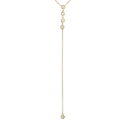 Bezel Set Diamonds Lariat Necklace