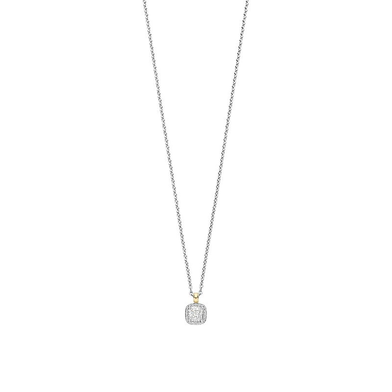 Cushion Halo Two Tone Necklace