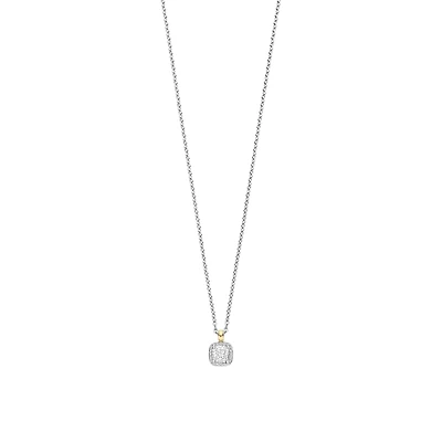 Cushion Halo Two Tone Necklace