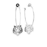 Hoop Earrings with Tiger Pendant