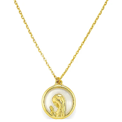 Praying Virgin Crystal Round Necklace