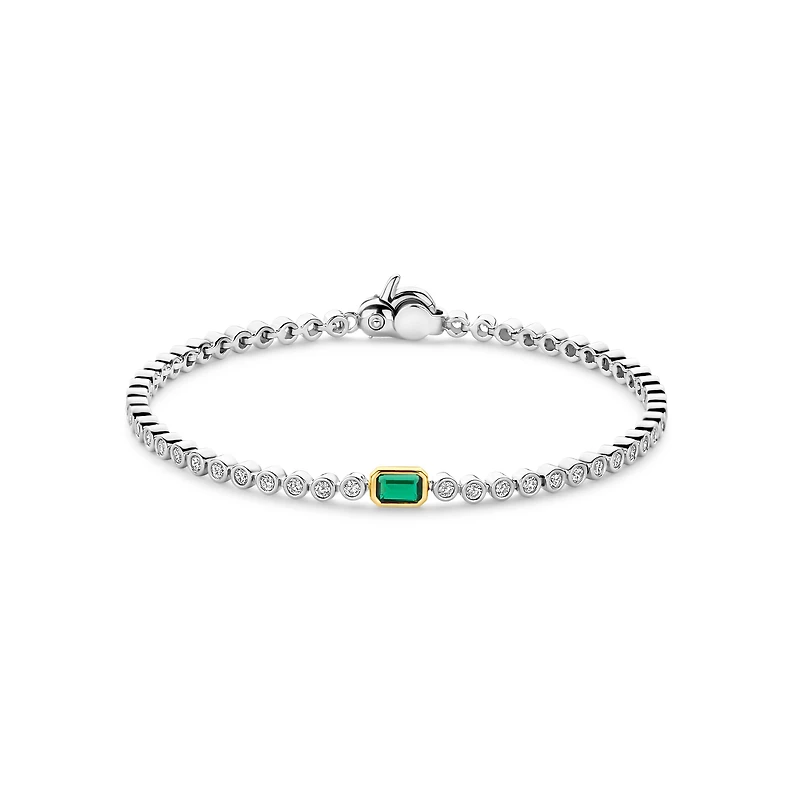 Bezel Set Green Emerald Tennis Bracelet