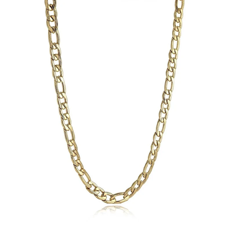 Figaro 7MM Diamond Cut Gold Steel Chain