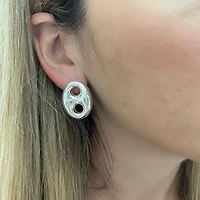 Puff Mariner Silver Stud Earrings 27MM