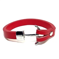 Silver Anchor Leather Bracelet