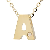 Block Diamond 8MM Initial Necklace