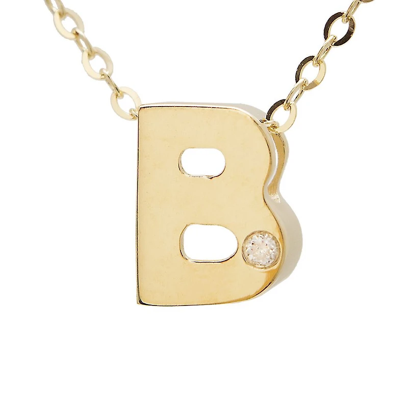 Block Diamond 8MM Initial Necklace