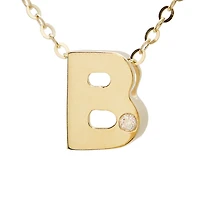 Block Diamond 8MM Initial Necklace
