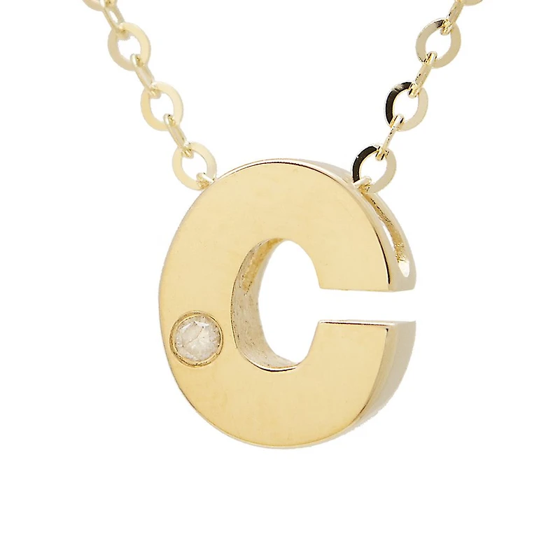 Block Diamond 8MM Initial Necklace
