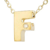 Block Diamond 8MM Initial Necklace