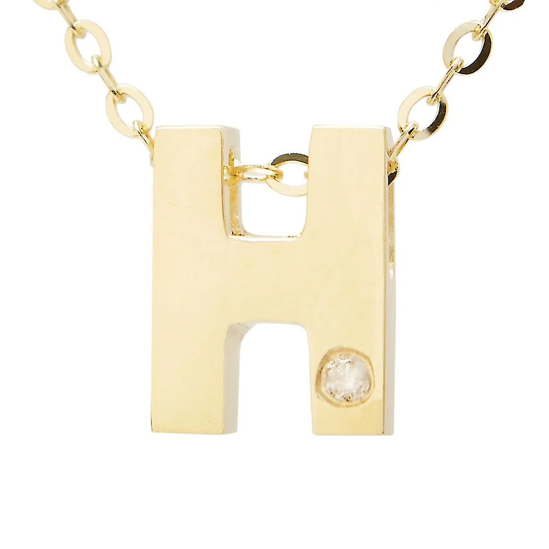 Block Diamond 8MM Initial Necklace