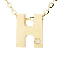Block Diamond 8MM Initial Necklace