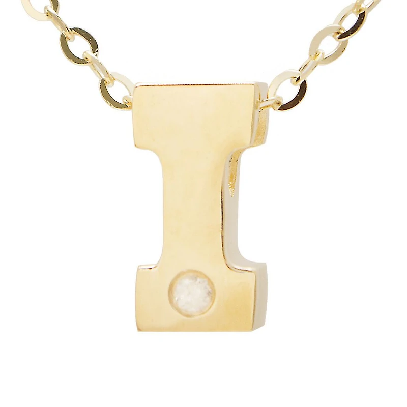 Block Diamond 8MM Initial Necklace