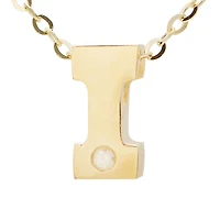Block Diamond 8MM Initial Necklace