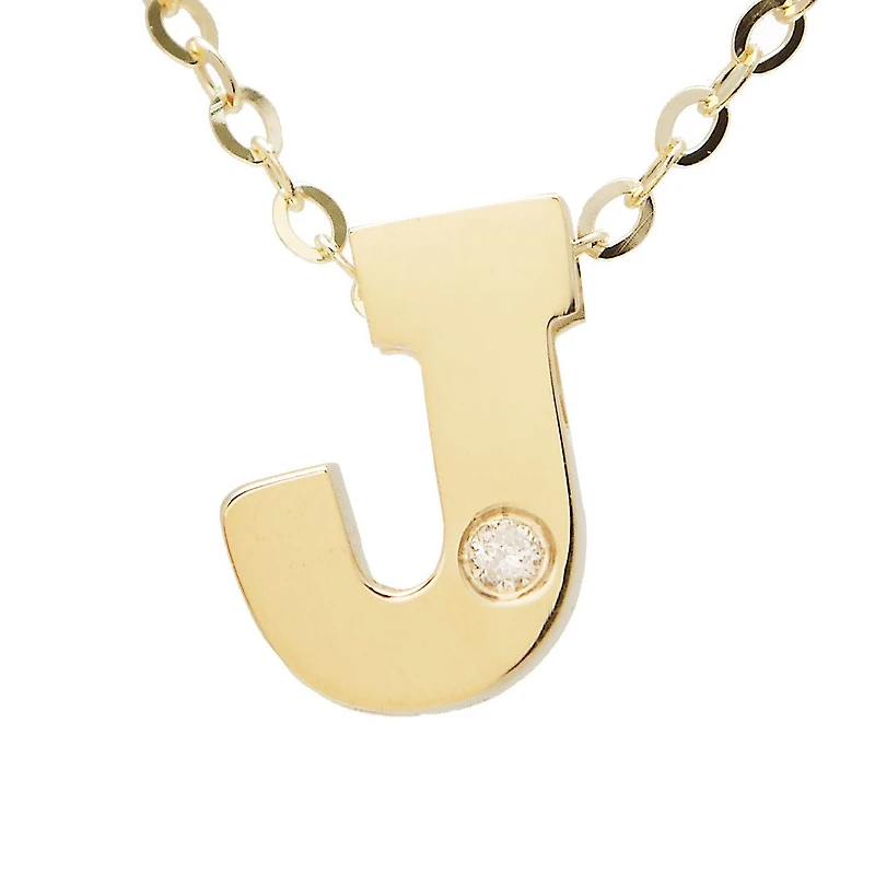 Block Diamond 8MM Initial Necklace