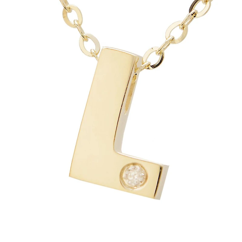 Block Diamond 8MM Initial Necklace