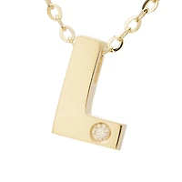 Block Diamond 8MM Initial Necklace