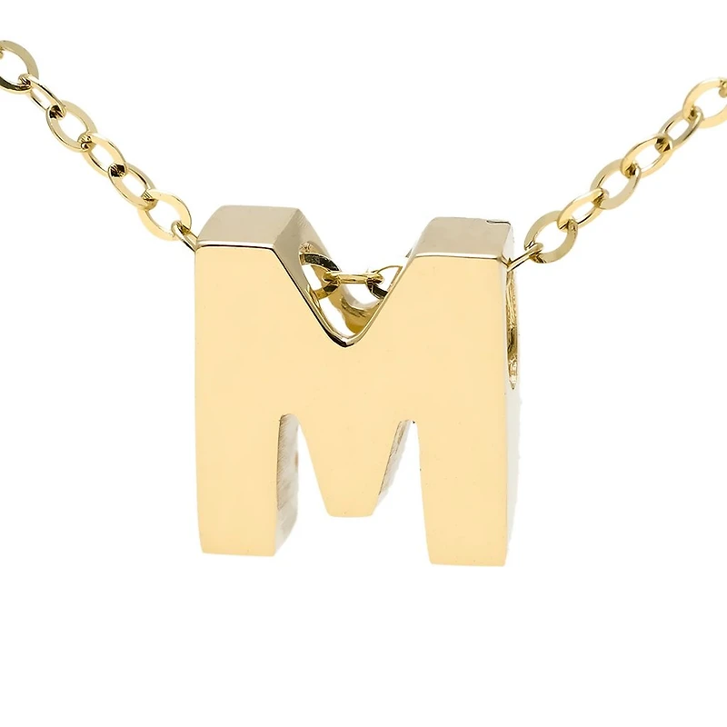 Block 8MM Initial Necklace