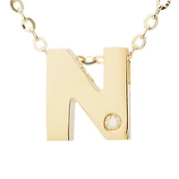 Block Diamond 8MM Initial Necklace