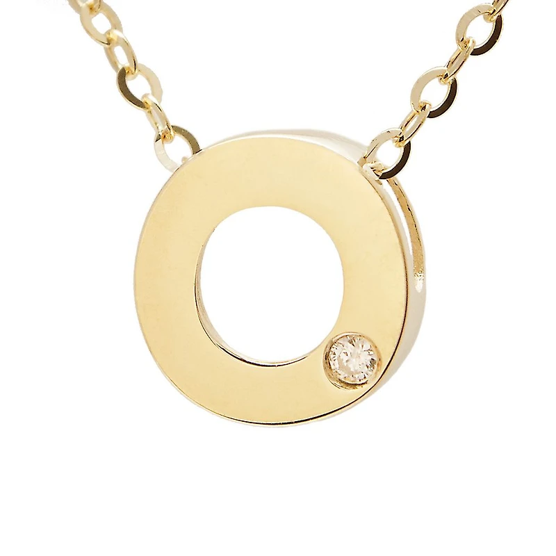 Block Diamond 8MM Initial Necklace