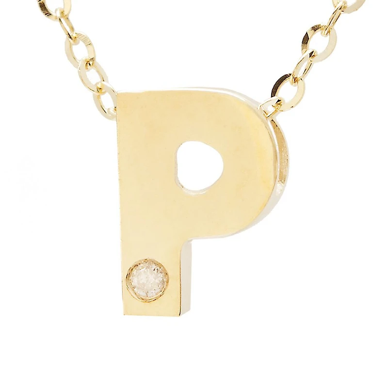 Block Diamond 8MM Initial Necklace