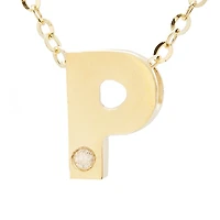 Block Diamond 8MM Initial Necklace