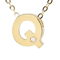 Block Diamond 8MM Initial Necklace