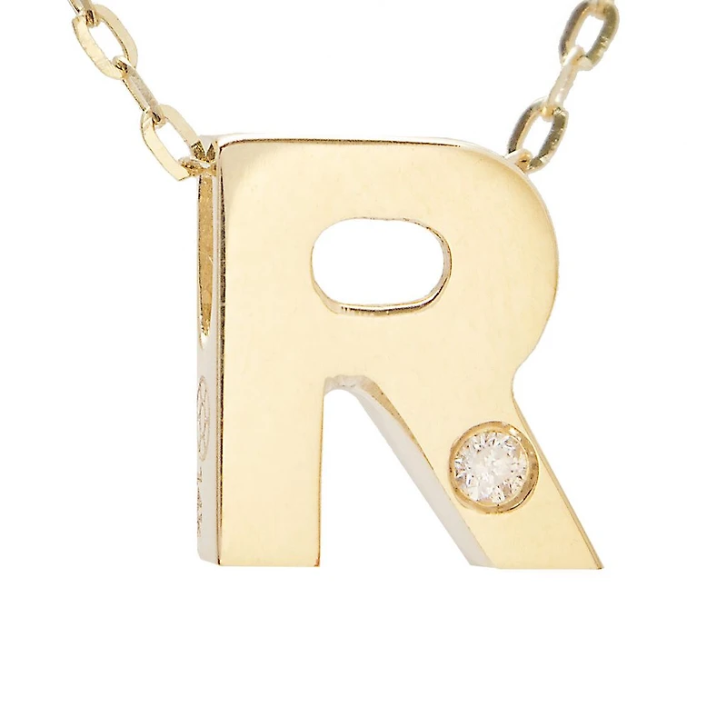 Block Diamond 8MM Initial Necklace